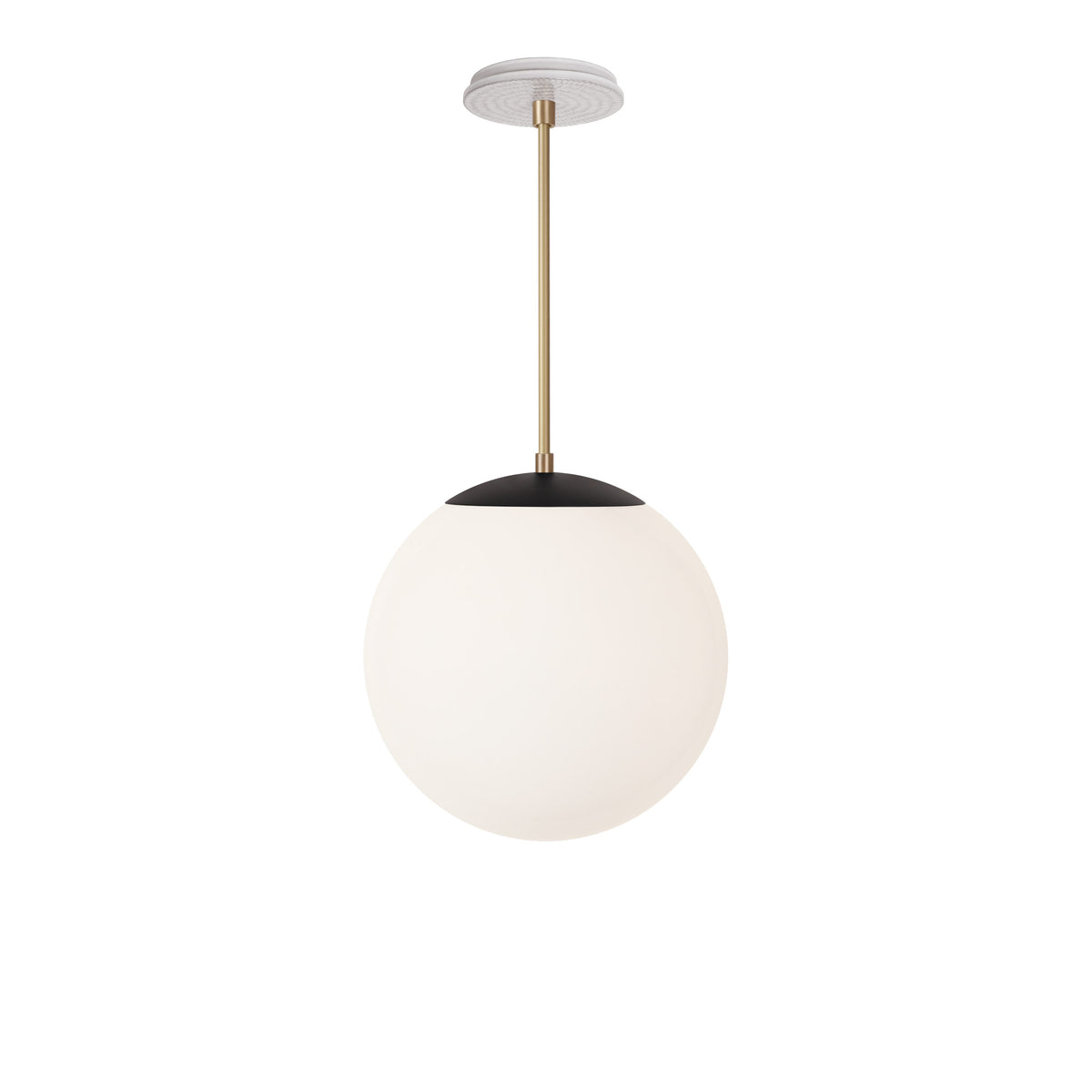 Alto Rod 12” Opal shown in Matte Black with Brass and a Brownstone White Sunflower Ceramic Canopy