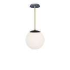 Alto Rod 10” Opal shown in Matte Black with Brass and an Indigo Blue Sunflower Ceramic Canopy