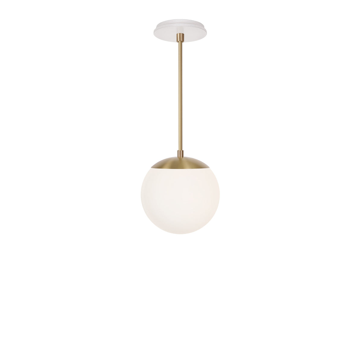 Alto Rod 8” Opal shown in Brass with a Brownstone White Swift Ceramic Canopy
