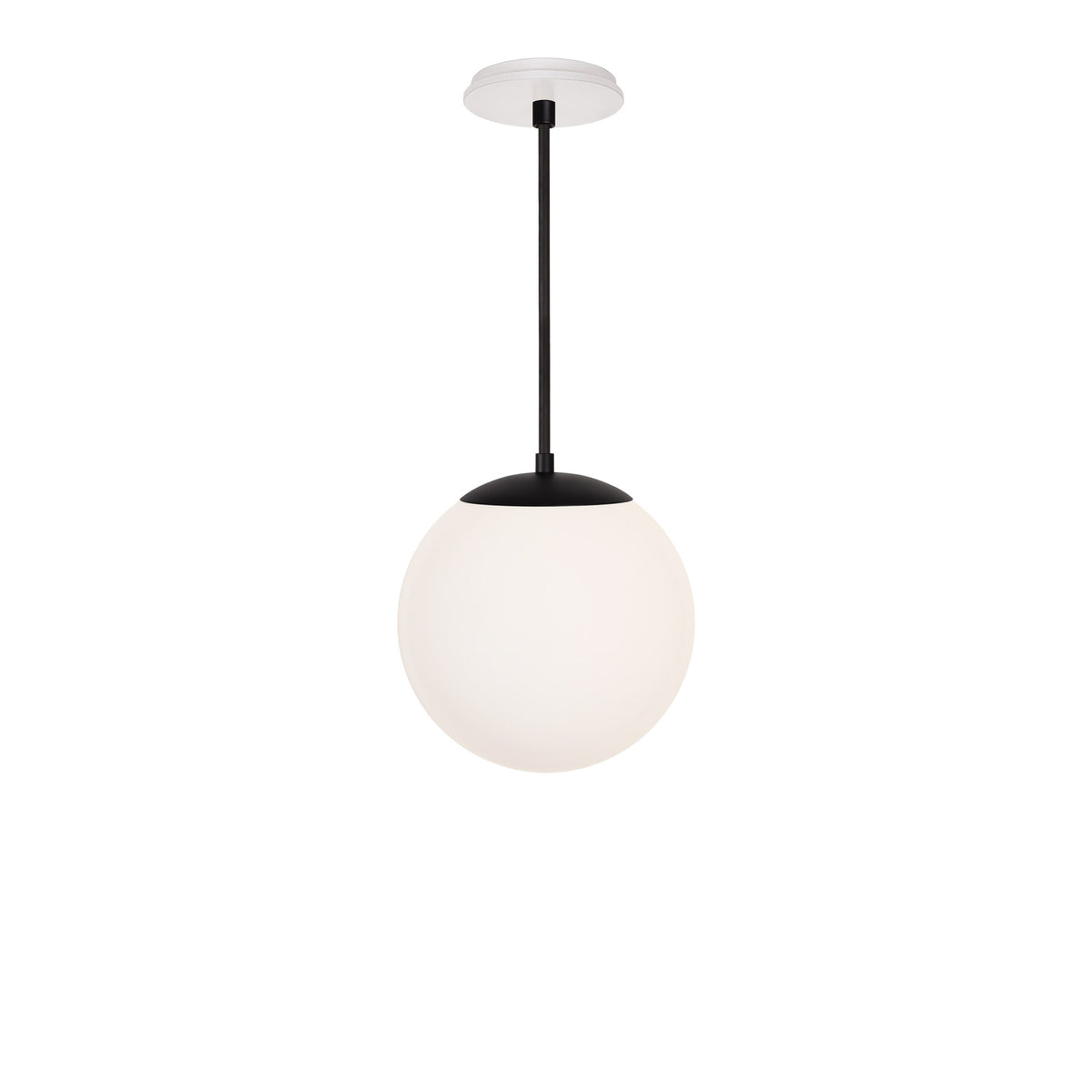 Alto Rod 10” Opal shown in Matte Black with a Brownstone White Swift Ceramic Canopy