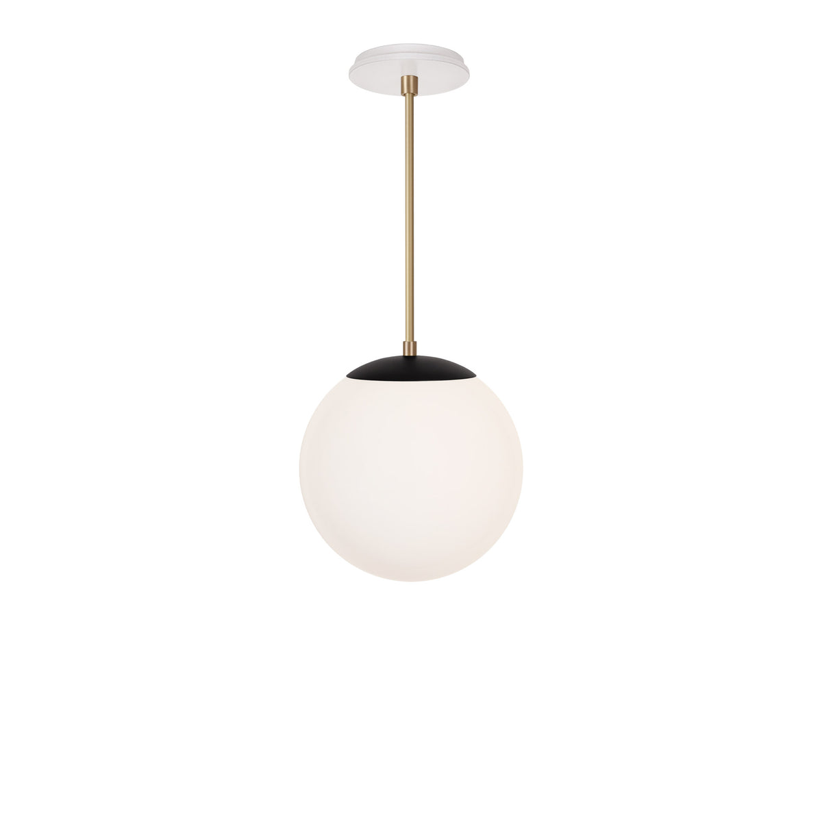 Alto Rod 10” Opal shown in Matte Black with Brass and a Brownstone White Swift Ceramic Canopy