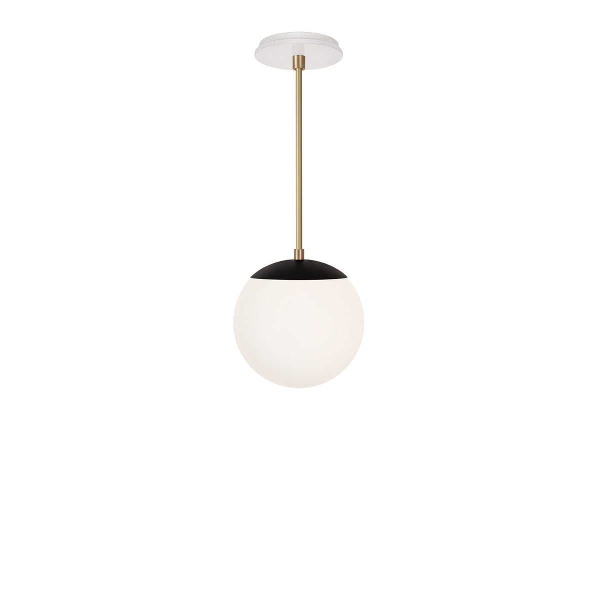 Alto Rod 8” Opal shown in Matte Black with Brass and a Brownstone White Swift Ceramic Canopy