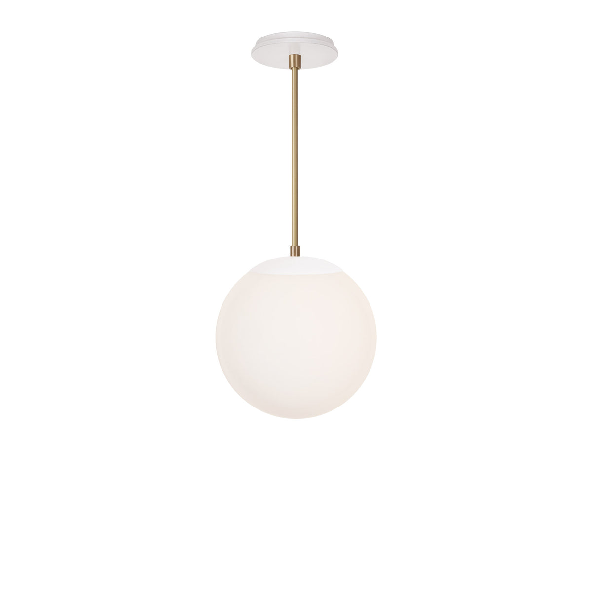 Alto Rod 10” Opal shown in White with Brass and a Brownstone White Swift Ceramic Canopy