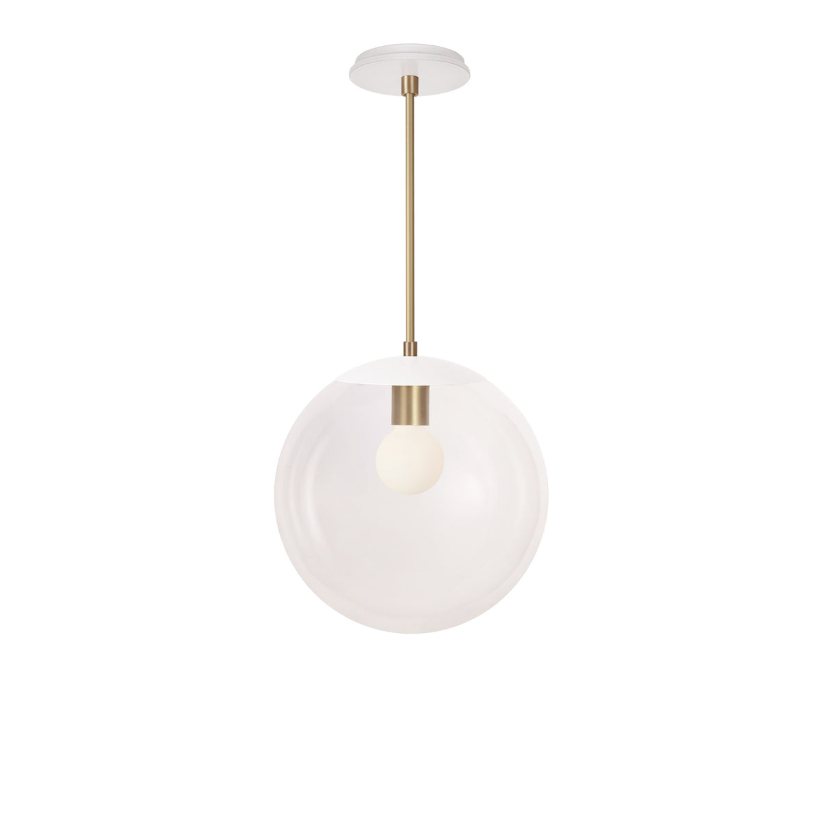 Alto Rod 12” Clear shown in White with Brass and a Brownstone White Swift Ceramic Canopy