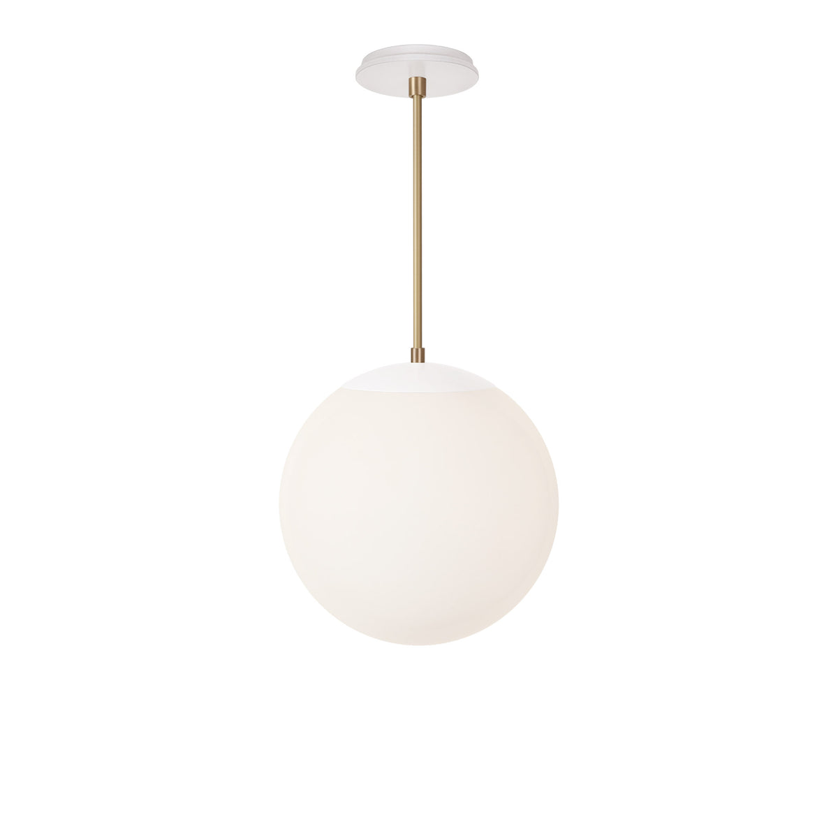Alto Rod 12” Opal shown in White with Brass and a Brownstone White Swift Ceramic Canopy