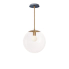Alto Rod 12” Clear shown in Heirloom Brass with an Indigo Blue Swift Ceramic Canopy
