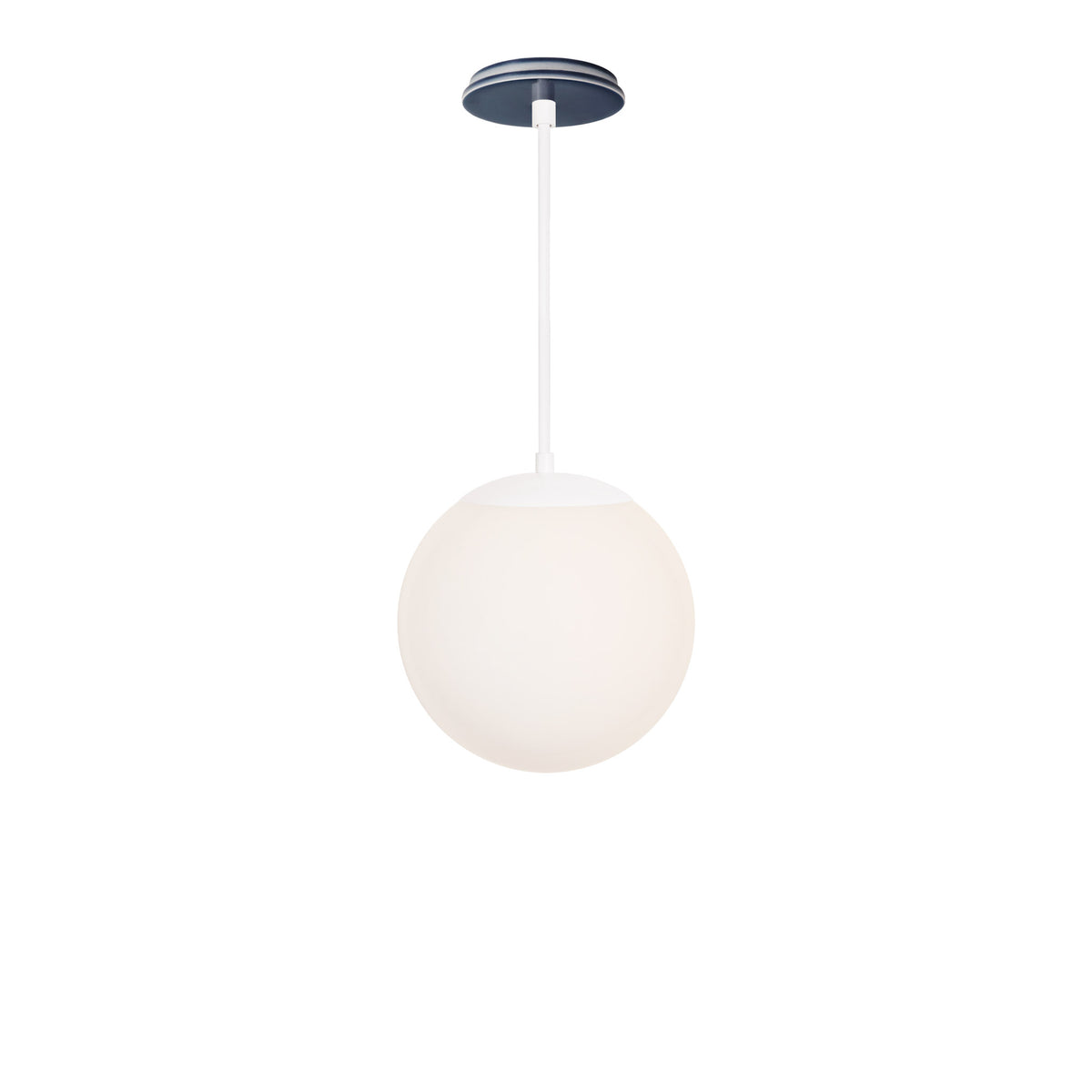 Alto Rod 10” Opal shown in White with an Indigo Blue Swift Ceramic Canopy