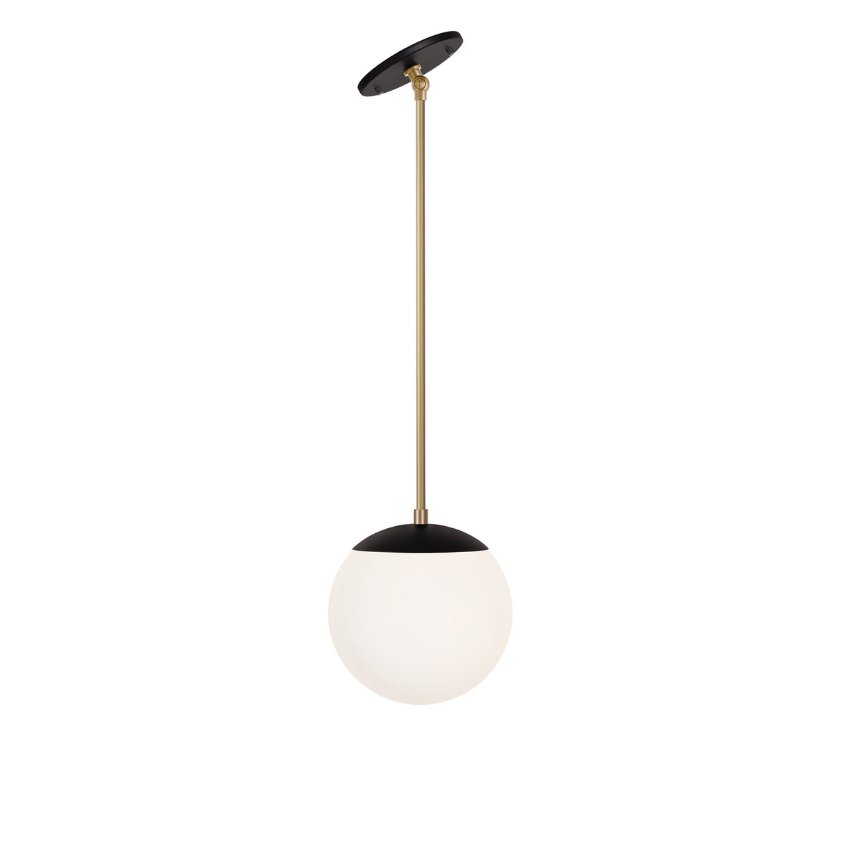 Alto Rod 8" for Vaulted Ceiling shown in Matte Black with Brass