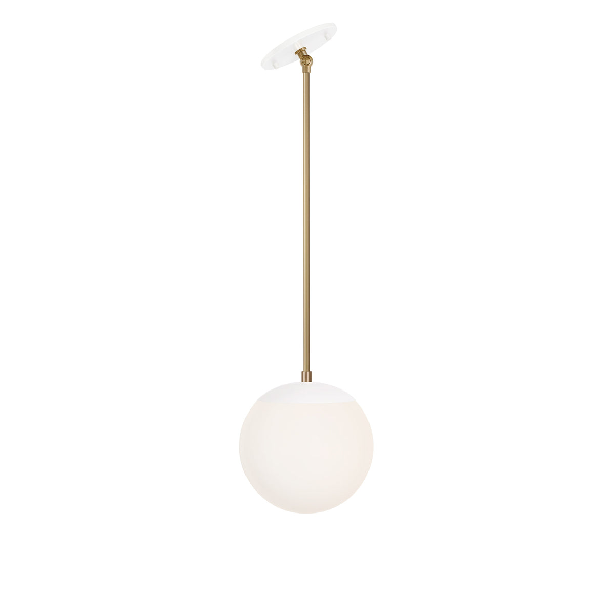 Alto Rod 8" for Vaulted Ceiling shown in White with Brass