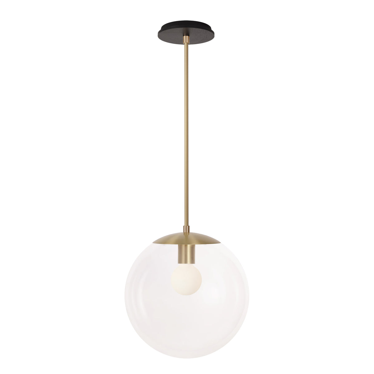 Alto Rod 12” Clear shown in Brass with a Black Stained Wood Canopy