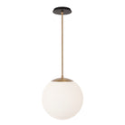Alto Rod 12” Opal shown in Heirloom Brass with a Black Stained Wood Canopy