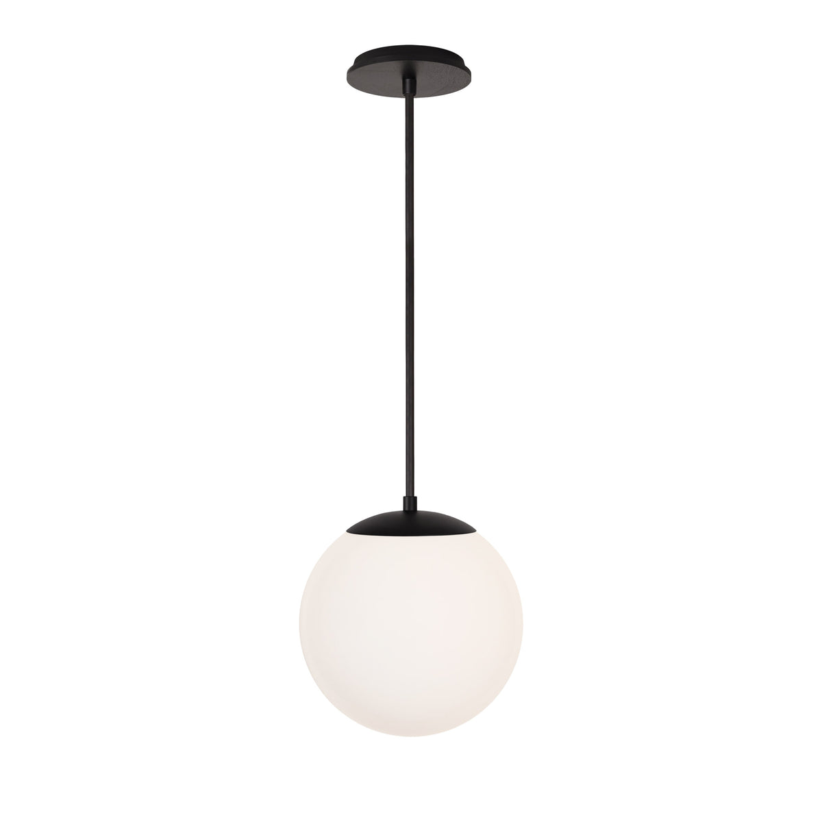 Alto Rod 10” Opal shown in Matte Black with a Black Stained Wood Canopy