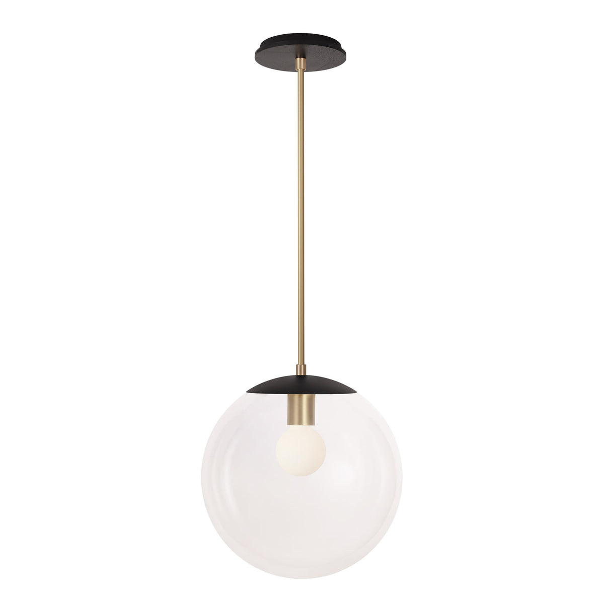 Alto Rod 12” Clear shown in Matte Black with Brass and a Black Stained Wood Canopy