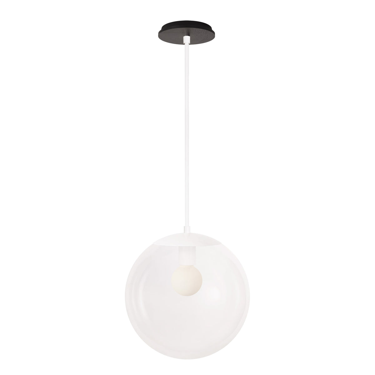 Alto Rod 12” Clear shown in White with a Black Stained Wood Canopy