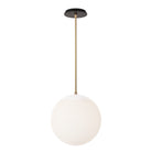 Alto Rod 12” Opal shown in White with Brass and a Black Stained Wood Canopy