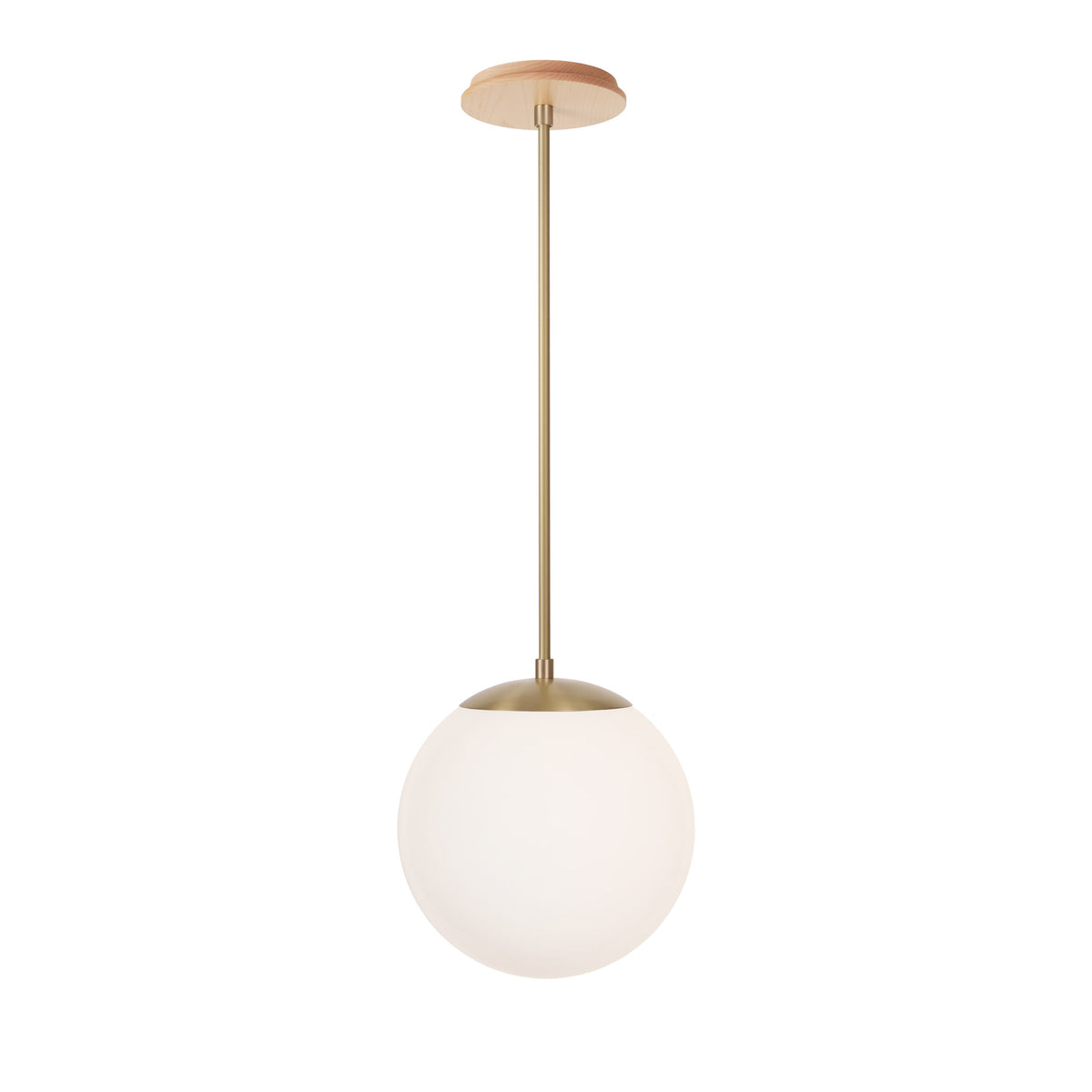 Alto Rod 10” Opal shown in Brass with a Maple Wood Canopy