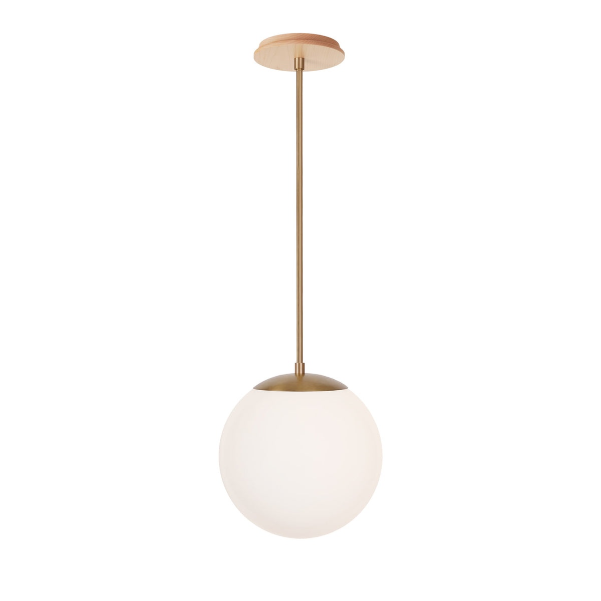 Alto Rod 10” Opal shown in Heirloom Brass with a Maple Wood Canopy