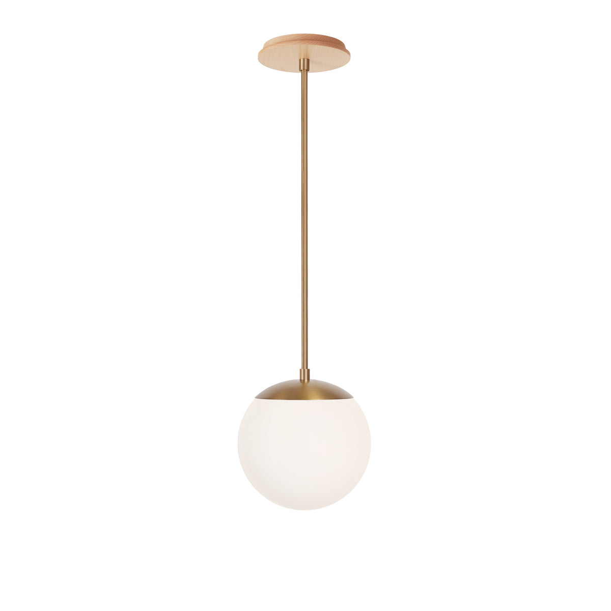 Alto Rod 8” Opal shown in Heirloom Brass with a Maple Wood Canopy