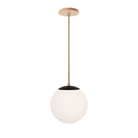 Alto Rod 10” Opal shown in Matte Black with Brass and a Maple Wood Canopy