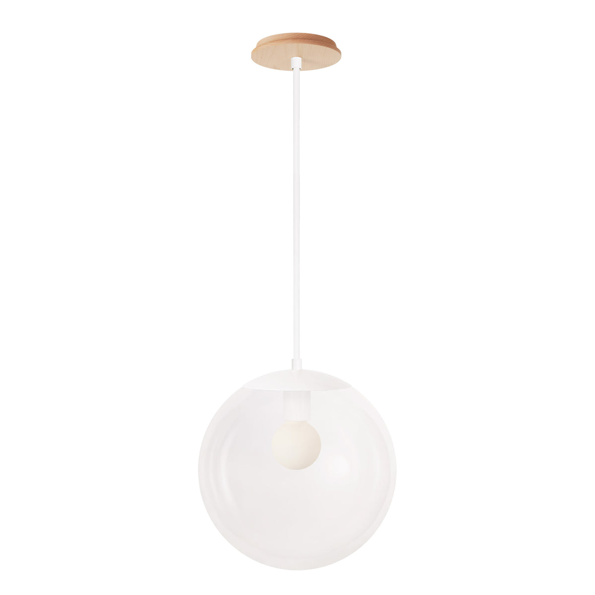 Alto Rod 12” Clear shown in White with a Maple Wood Canopy