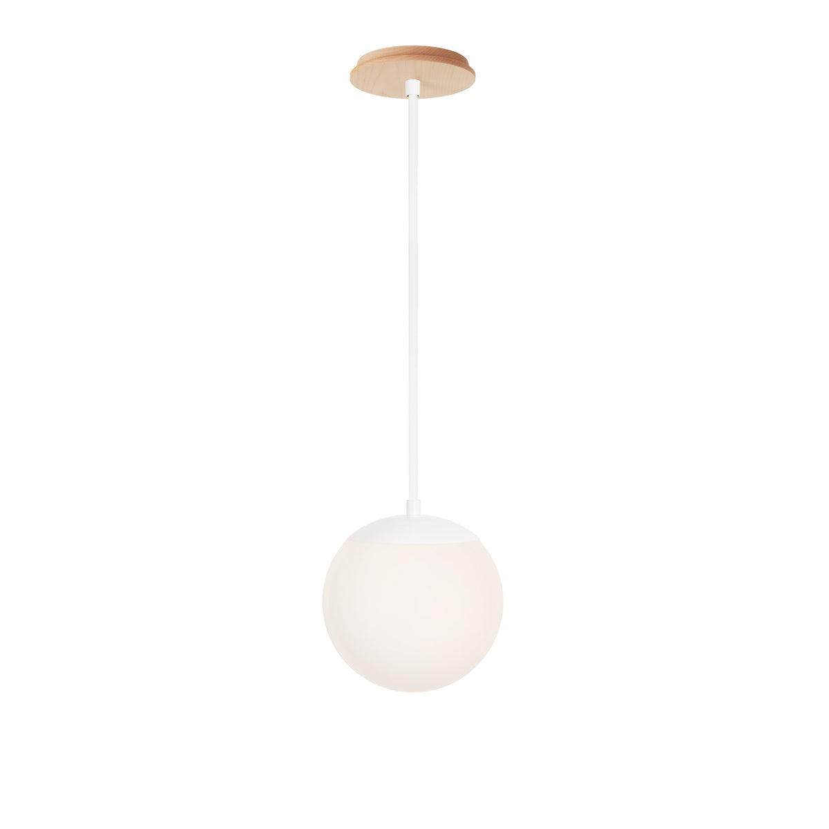 Alto Rod 8” Opal shown in White with a Maple Wood Canopy