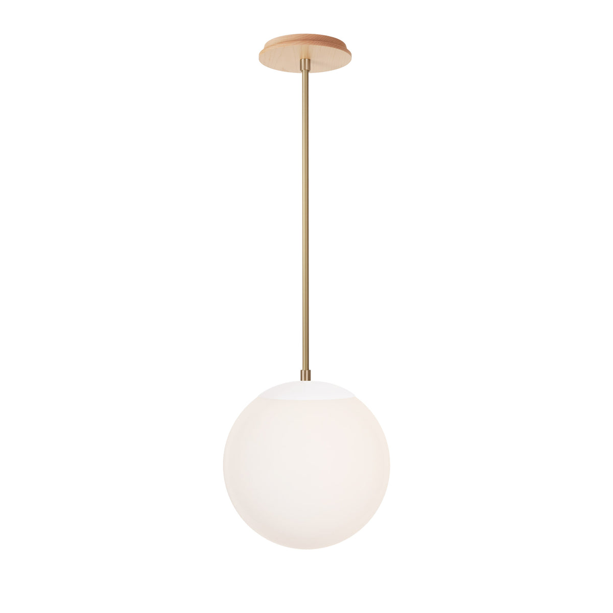 Alto Rod 10” Opal shown in White with Brass and a Maple Wood Canopy