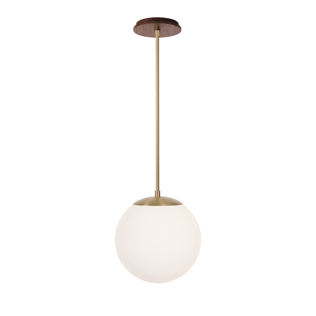 Alto Rod 10” Opal shown in Brass with a Walnut Wood Canopy