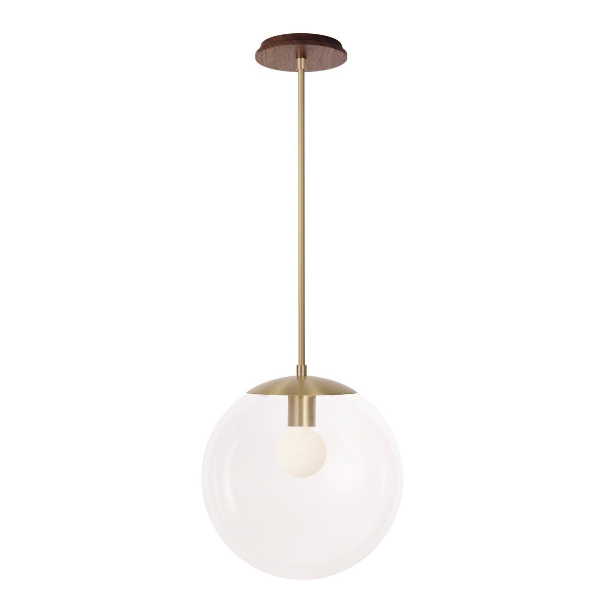 Alto Rod 12” Clear shown in Brass with a Walnut Wood Canopy