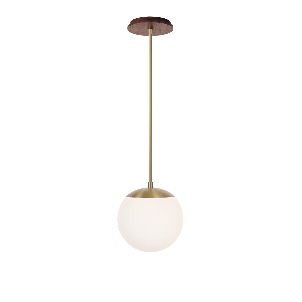 Alto Rod 8” Opal shown in Brass with a Walnut Wood Canopy