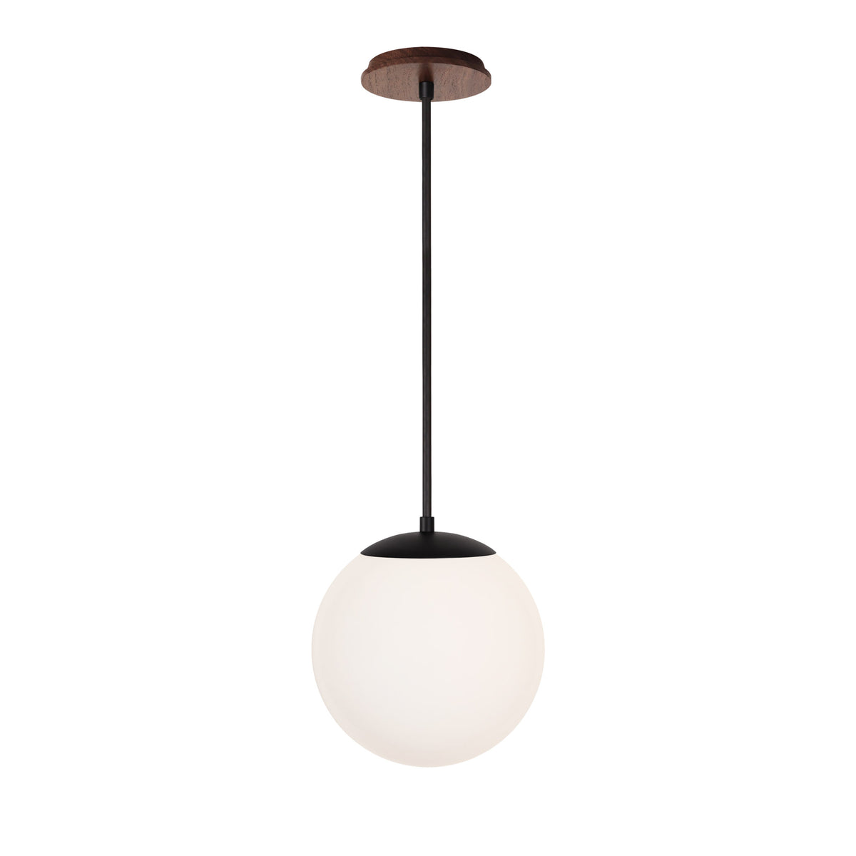 Alto Rod 10” Opal shown in Matte Black with a Walnut Wood Canopy