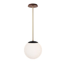 Alto Rod 10” Opal shown in Matte Black with Brass and a Walnut Wood Canopy