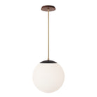 Alto Rod 12” Opal shown in Matte Black with Brass and a Walnut Wood Canopy