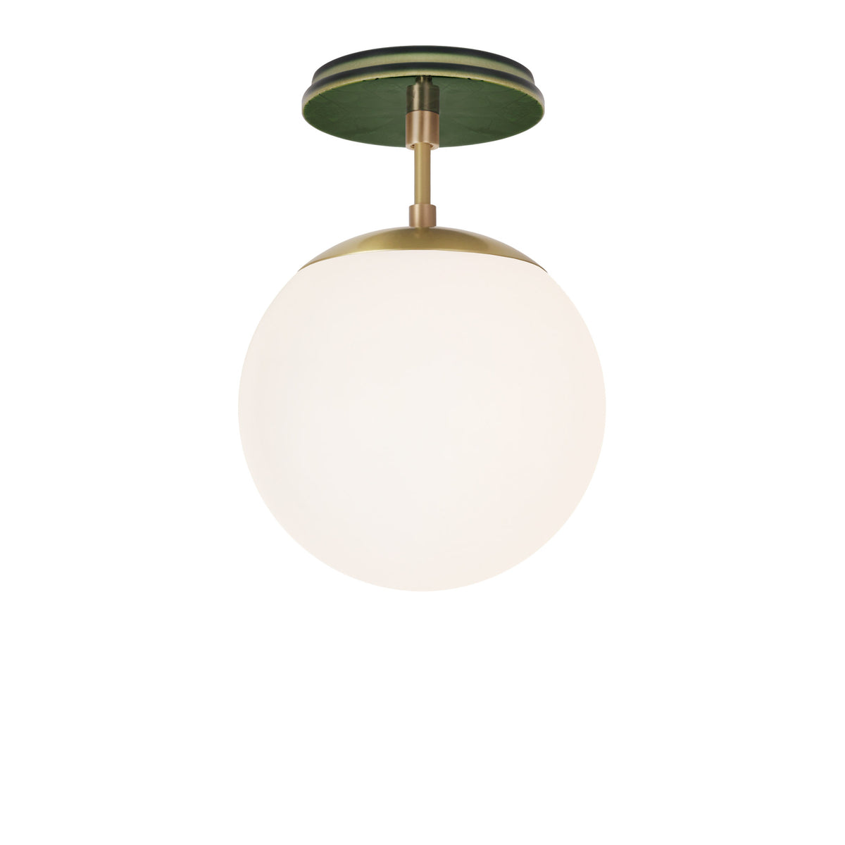 Alto Surface 8" shown in Brass with a Forest Green Star Ceramic Canopy