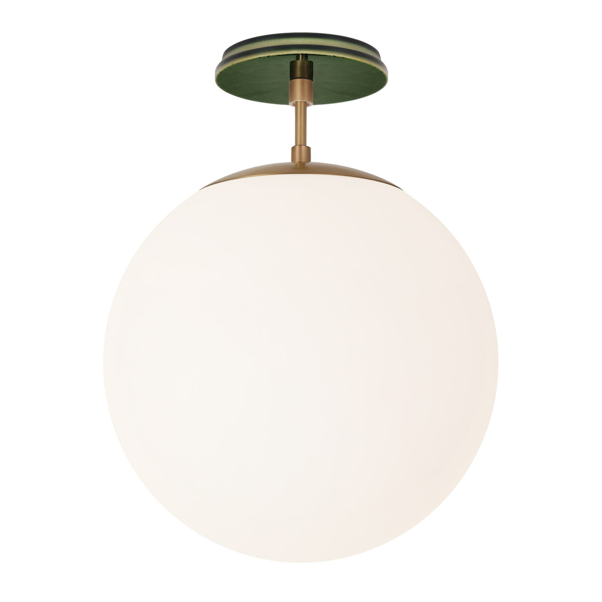 Alto Surface 12” shown in Heirloom Brass with a Forest Green Star Ceramic Canopy