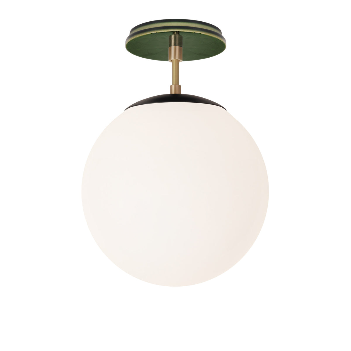 Alto Surface 10” shown in Matte Black with Brass and a Forest Green Star Ceramic Canopy