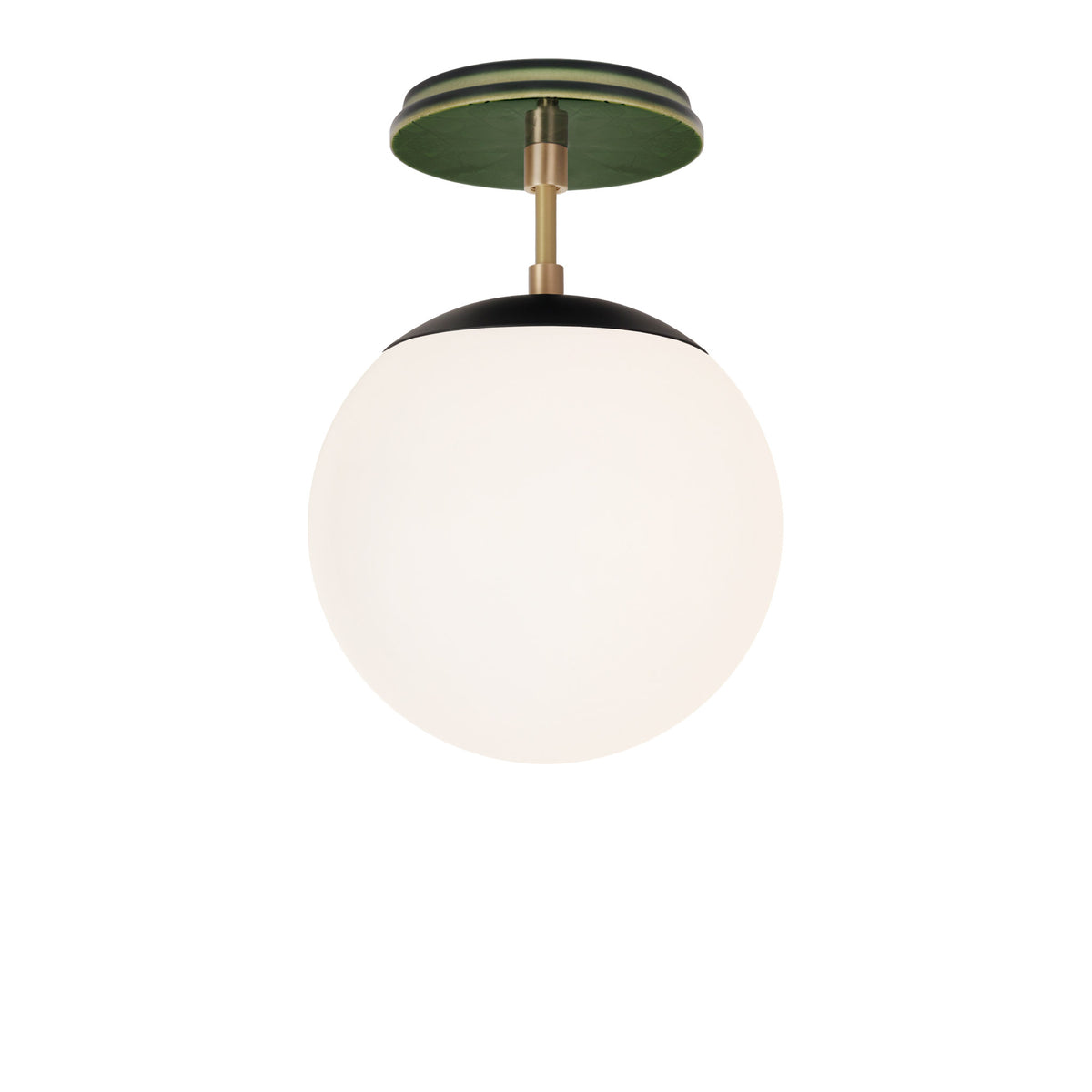 Alto Surface 8" shown in Matte Black with Brass and a Forest Green Star Ceramic Canopy