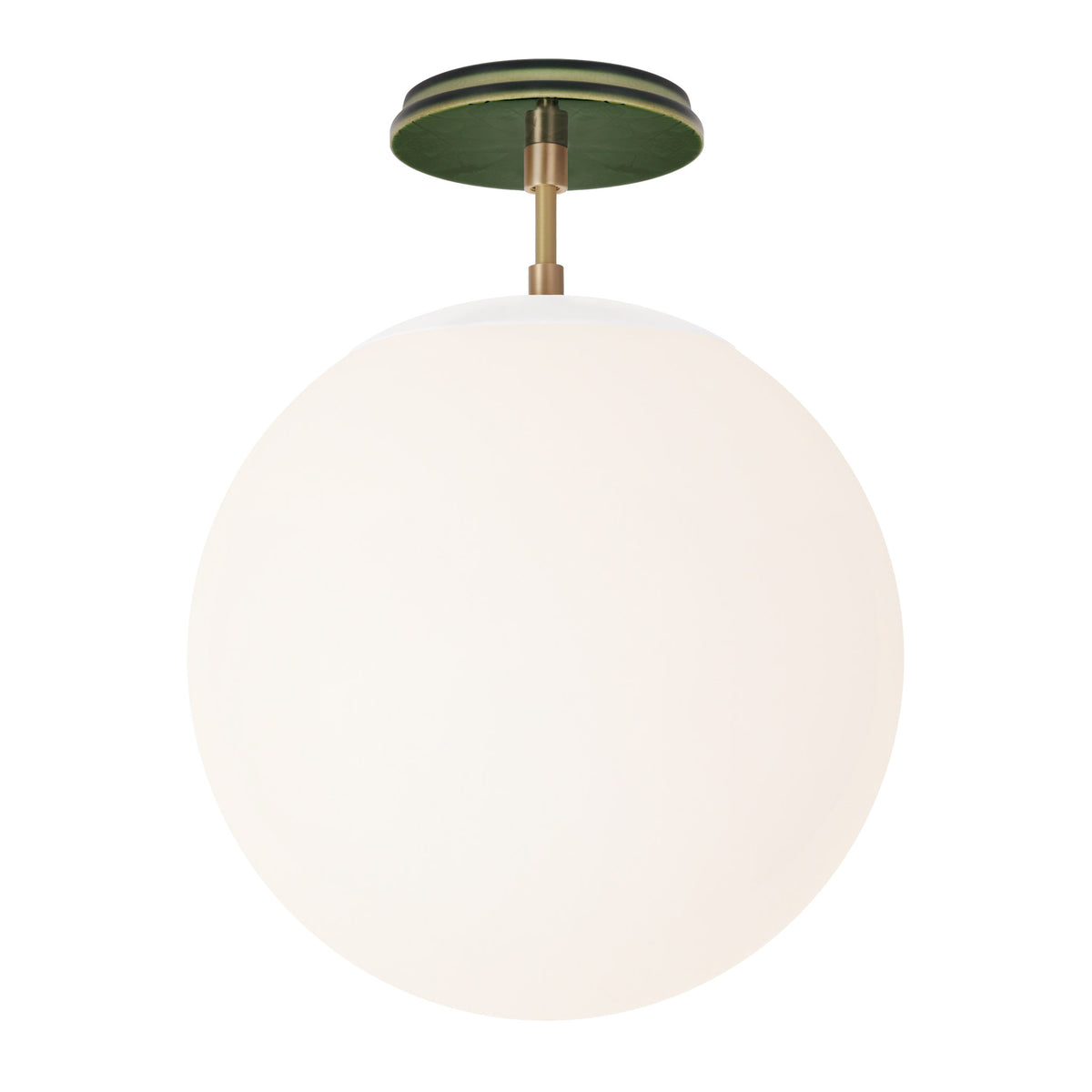 Alto Surface 12” shown in White with Brass and a Forest Green Star Ceramic Canopy