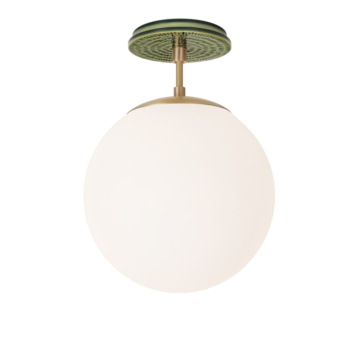 Alto Surface 10” shown in Brass with a Forest Green Sunflower Ceramic Canopy