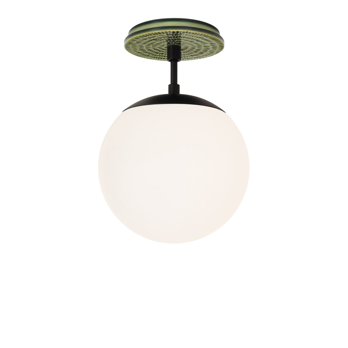 Alto Surface 8" shown in Matte Black with a Forest Green Sunflower Ceramic Canopy