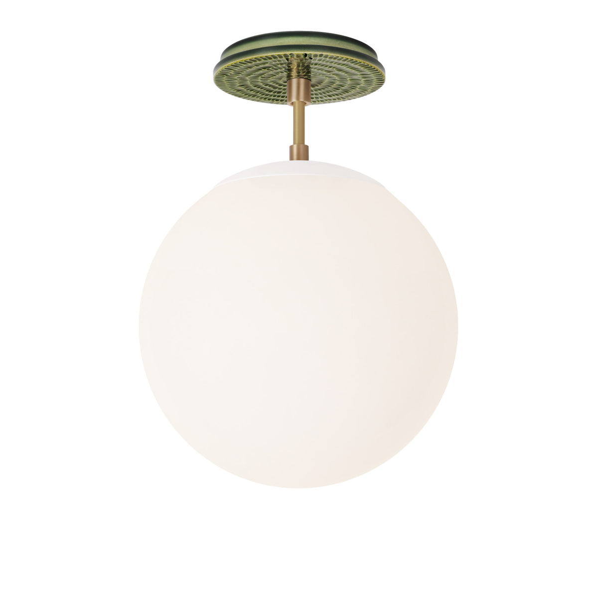 Alto Surface 10” shown in White with Brass and a Forest Green Sunflower Ceramic Canopy