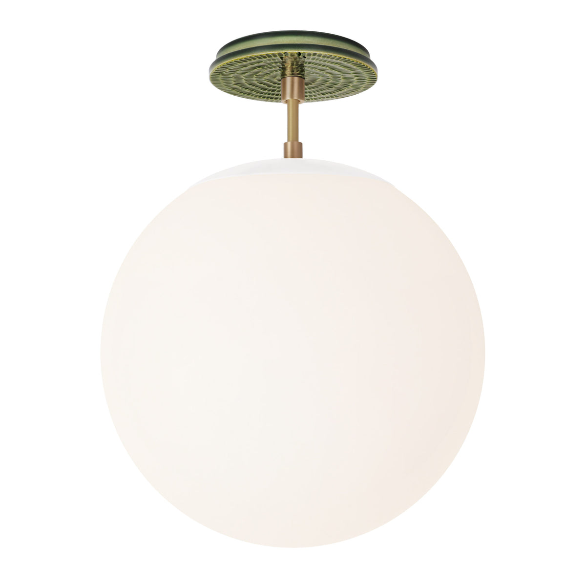 Alto Surface 12” shown in White with Brass and a Forest Green Sunflower Ceramic Canopy