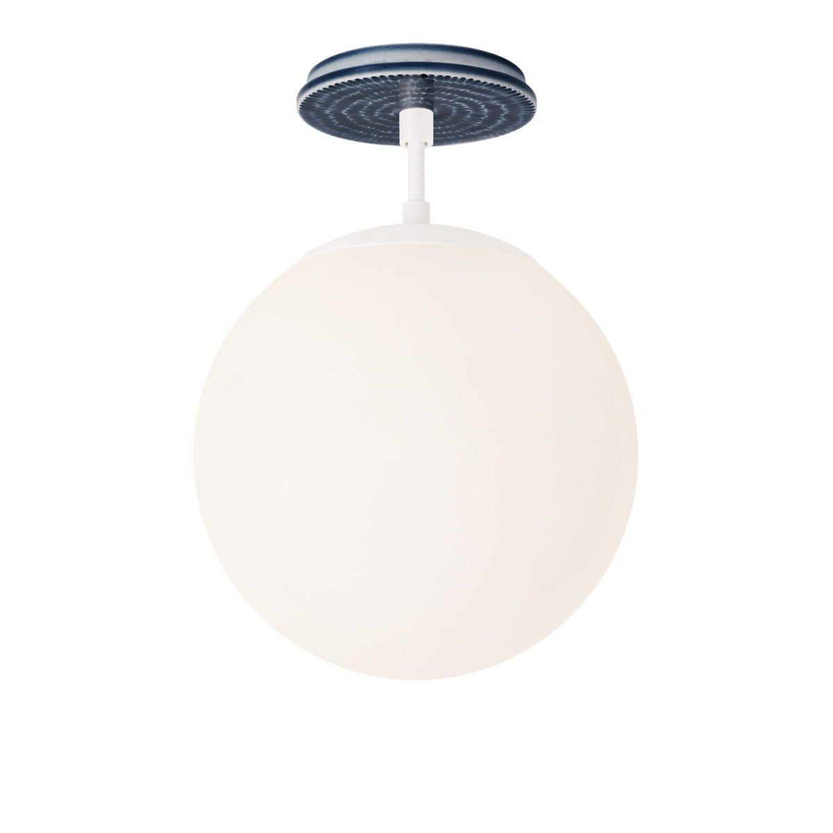 Alto Surface 10” shown in White with an Indigo Blue Sunflower Ceramic Canopy