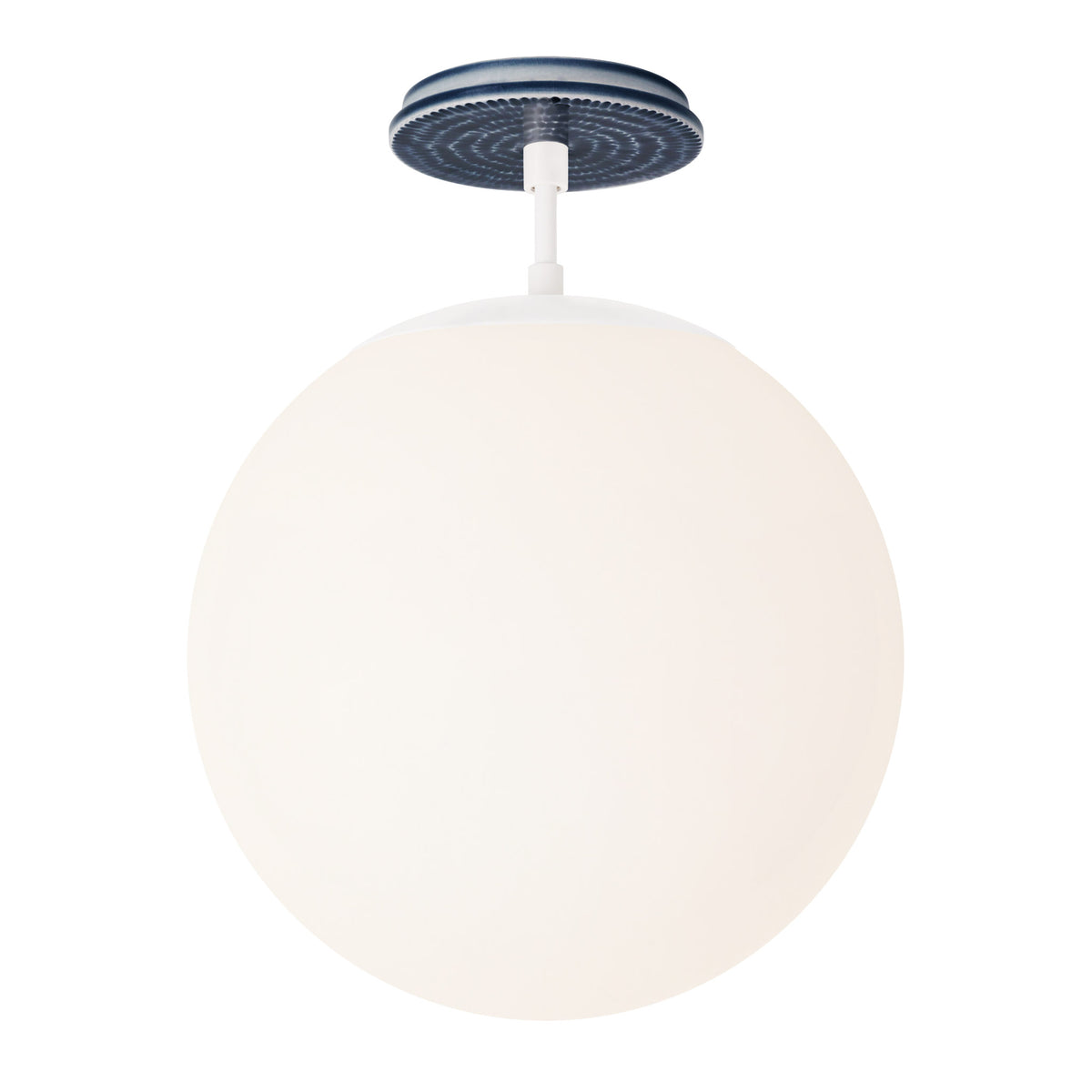Alto Surface 12” shown in White with an Indigo Blue Sunflower Ceramic Canopy