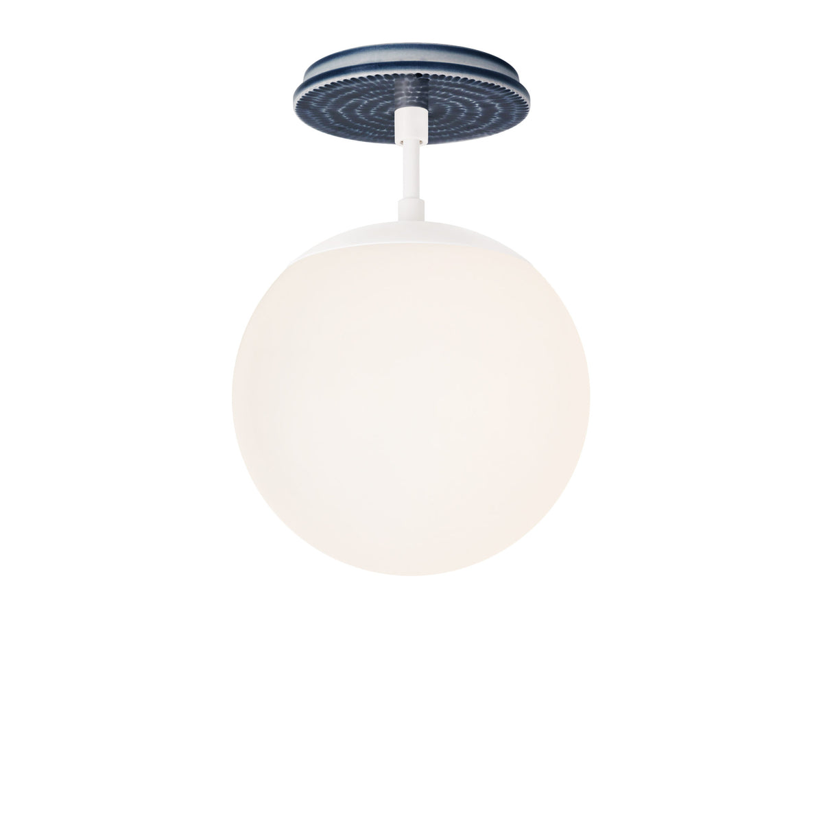 Alto Surface 8" shown in White with an Indigo Blue Sunflower Ceramic Canopy
