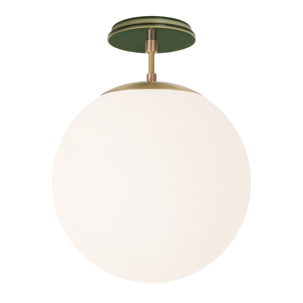 Alto Surface 12” shown in Brass with a Forest Green Swift Ceramic Canopy
