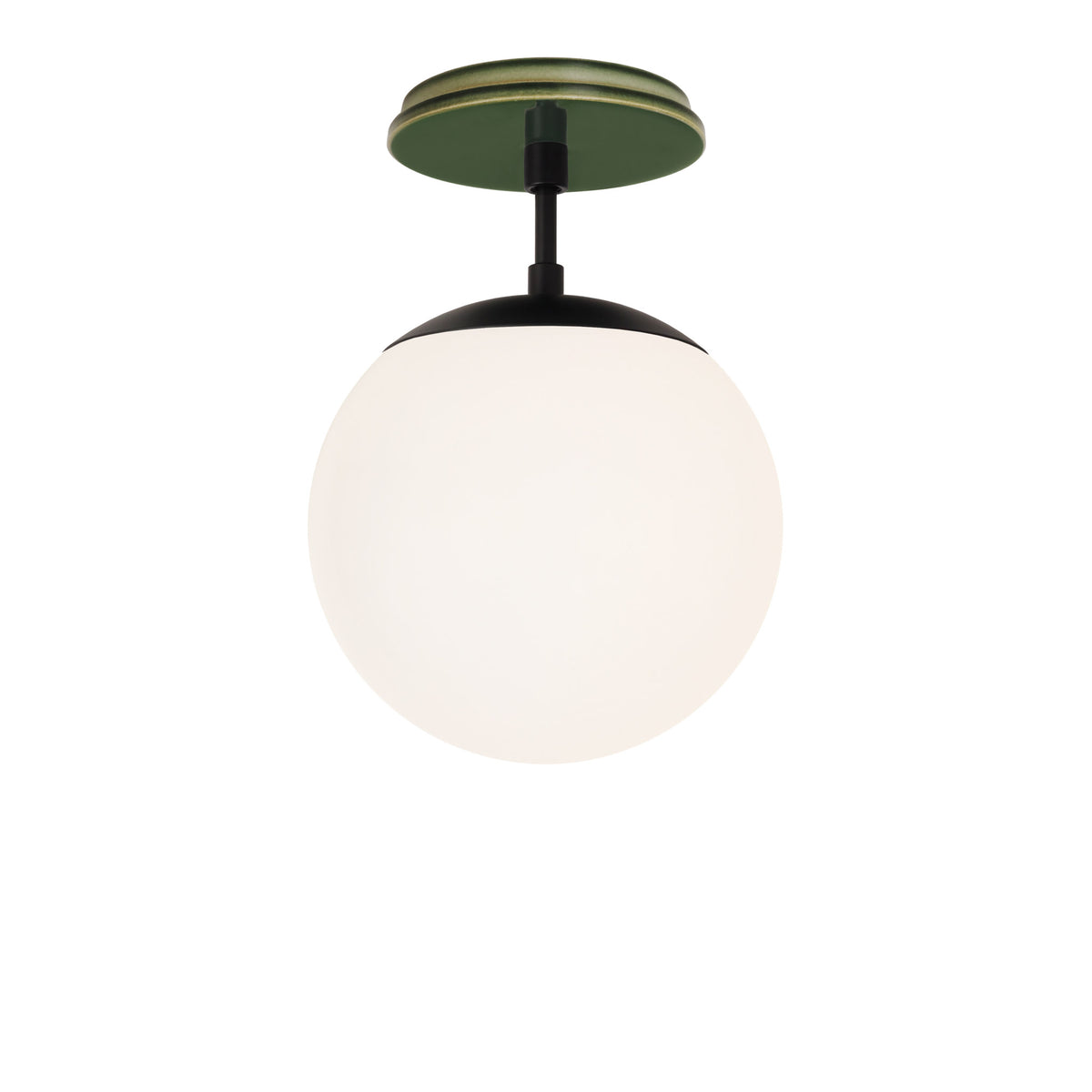 Alto Surface 8" shown in Matte Black with a Forest Green Swift Ceramic Canopy