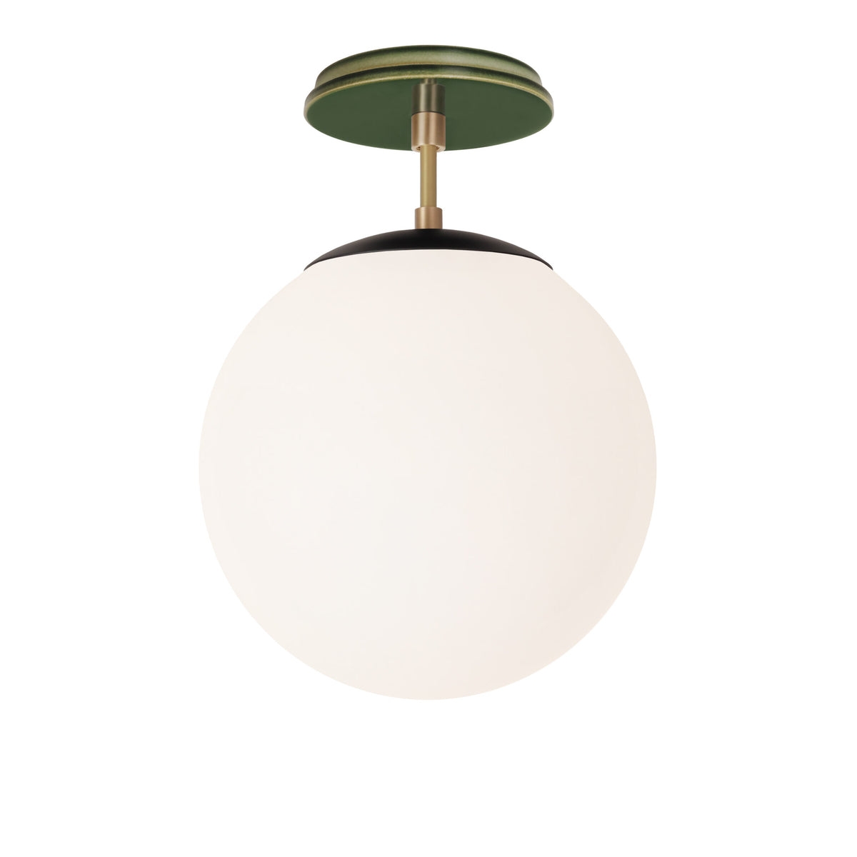 Alto Surface 10” shown in Matte Black with Brass and a Forest Green Swift Ceramic Canopy