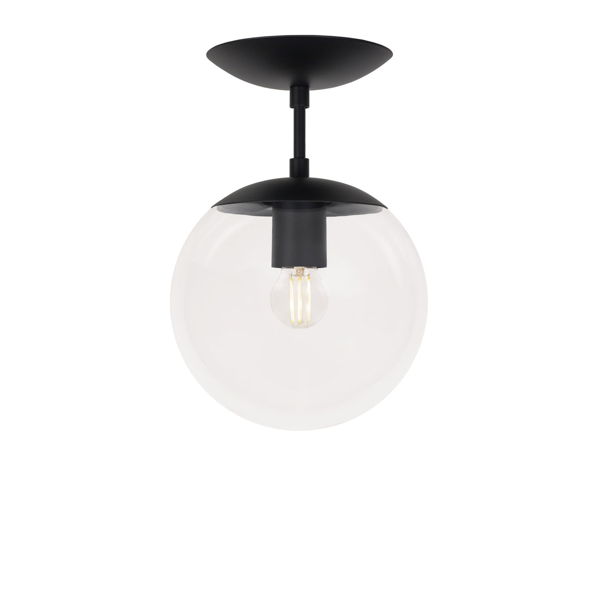 Alto Surface 8" shown in Matte Black with a Clear 8" Globe