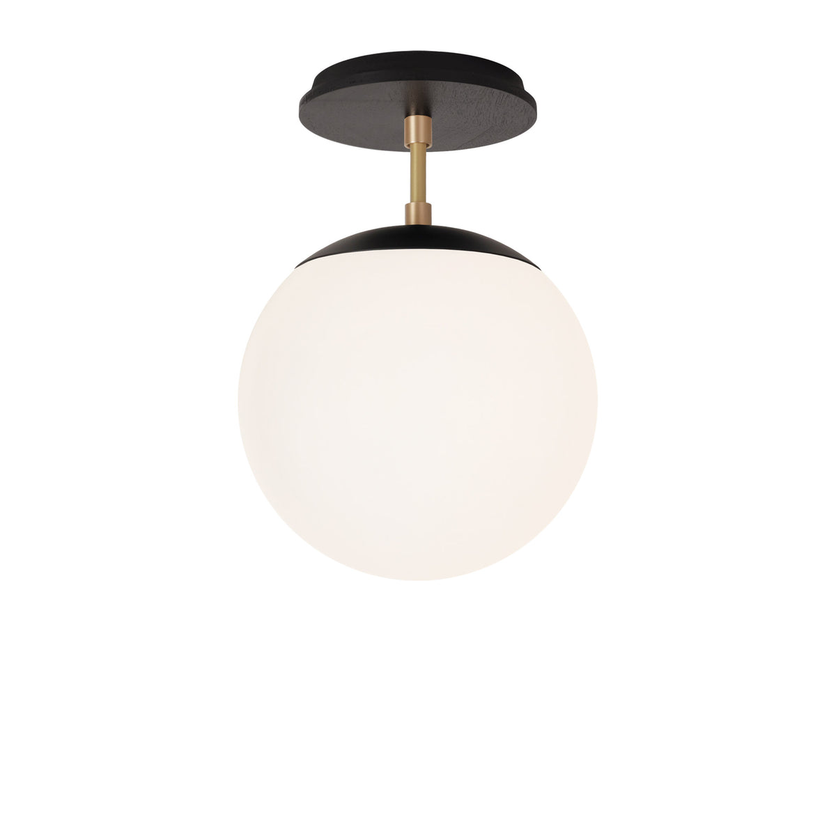 Alto Surface 8" shown in Matte Black with Brass and a Black Stained Wood Canopy