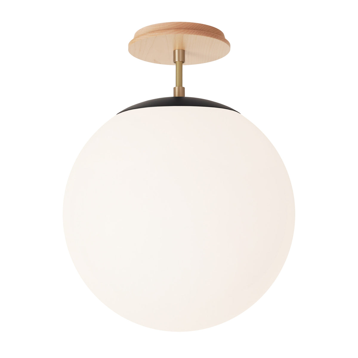 Alto Surface 12” shown in Matte Black with Brass and a Maple Wood Canopy